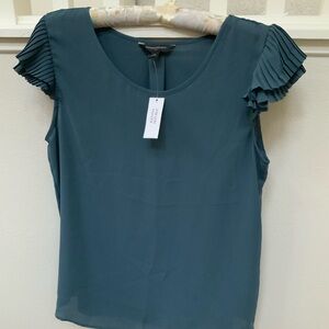 Banana Republic Teal Blouse with Pleated Sleeves